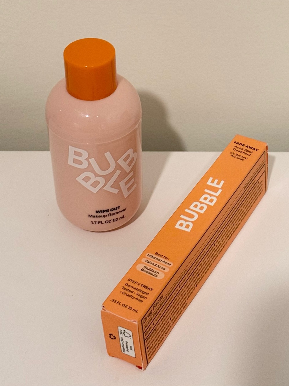 Bubble skincare bundle makeup remover and acne treatment